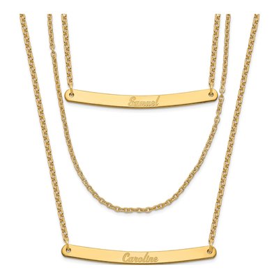 Gold-Plated Sterling Silver Personalized 3-Chain Bar Necklace – view 2