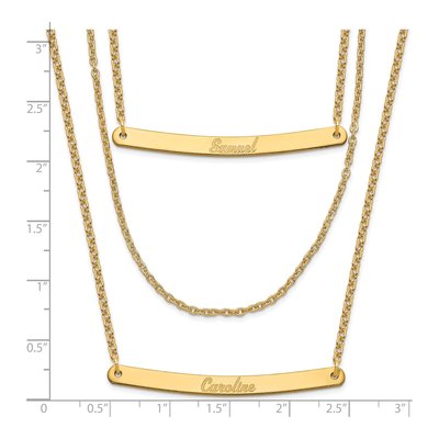 Gold-Plated Sterling Silver Personalized 3-Chain Bar Necklace – view 3