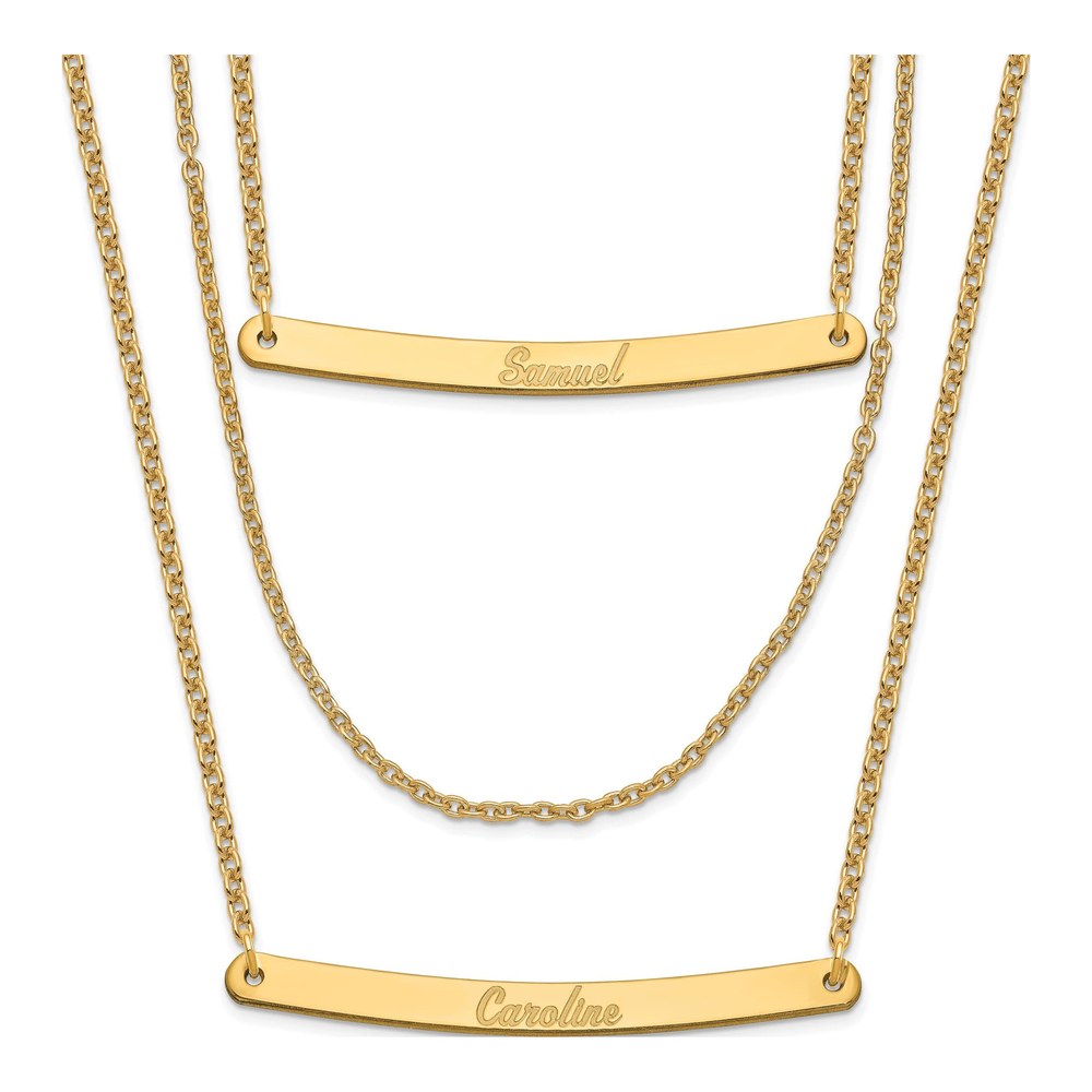 Gold-Plated Sterling Silver Personalized 3-Chain Bar Necklace