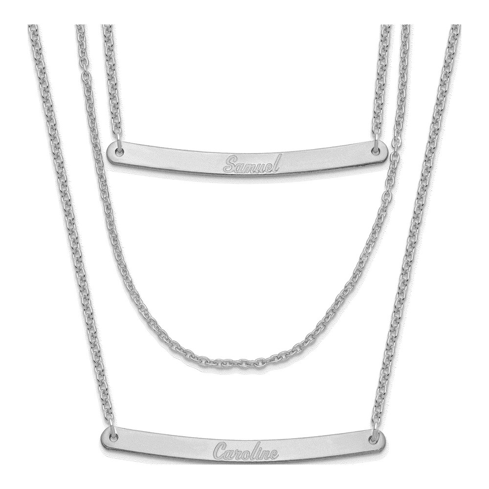 Sterling Silver 3-Chain Two Bar Necklace
