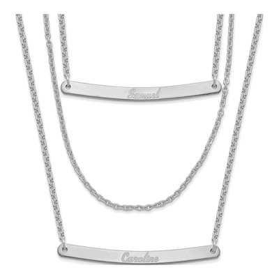 Sterling Silver 3-Chain Two Bar Necklace