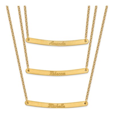 Gold-Plated Sterling Silver Personalized 3-Bar Name Necklace – view 2