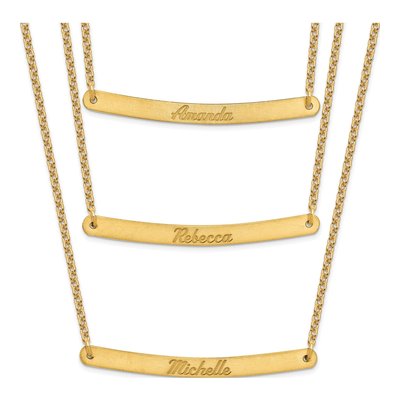 Gold-Plated Sterling Silver Personalized 3-Bar Name Necklace