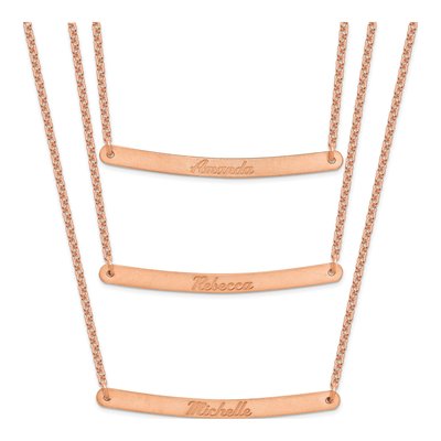 Rose Gold-Plated Sterling Silver Personalized 3-Bar Necklace – view 2