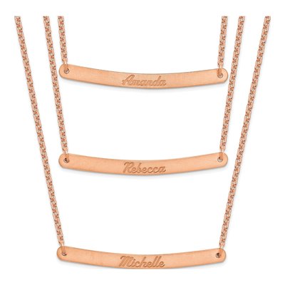 Rose Gold-Plated Sterling Silver Personalized 3-Bar Necklace