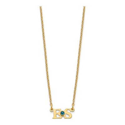 Gold-Plated Sterling Silver Personalized 2-Initials Birthstone Necklace – view 2