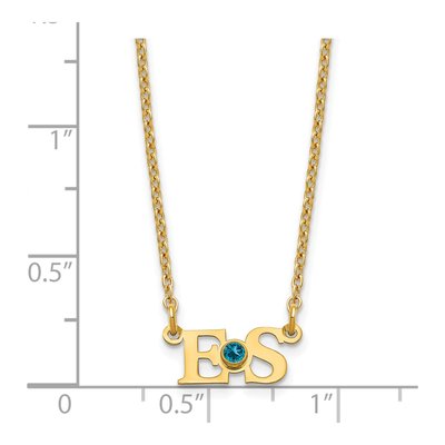 Gold-Plated Sterling Silver Personalized 2-Initials Birthstone Necklace – view 3