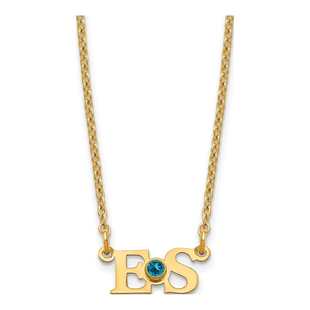 Gold-Plated Sterling Silver Personalized 2-Initials Birthstone Necklace
