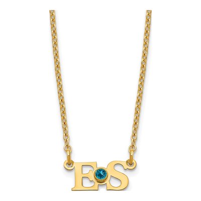 Gold-Plated Sterling Silver Personalized 2-Initials Birthstone Necklace