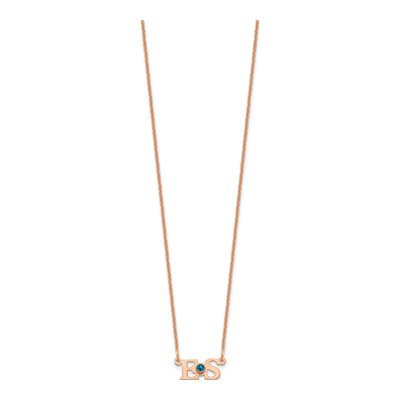 14K Rose Gold Crystal Personalized 2-Initials Necklace – view 2