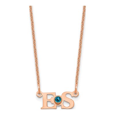 14K Rose Gold Crystal Personalized 2-Initials Necklace