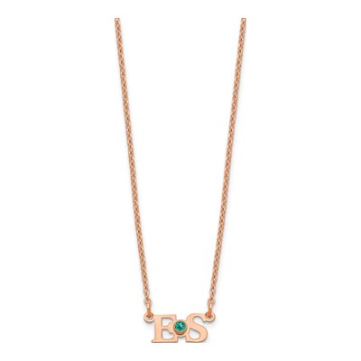Rose Gold-Plated Sterling Silver Small Birthstone Initial Pendant – view 2