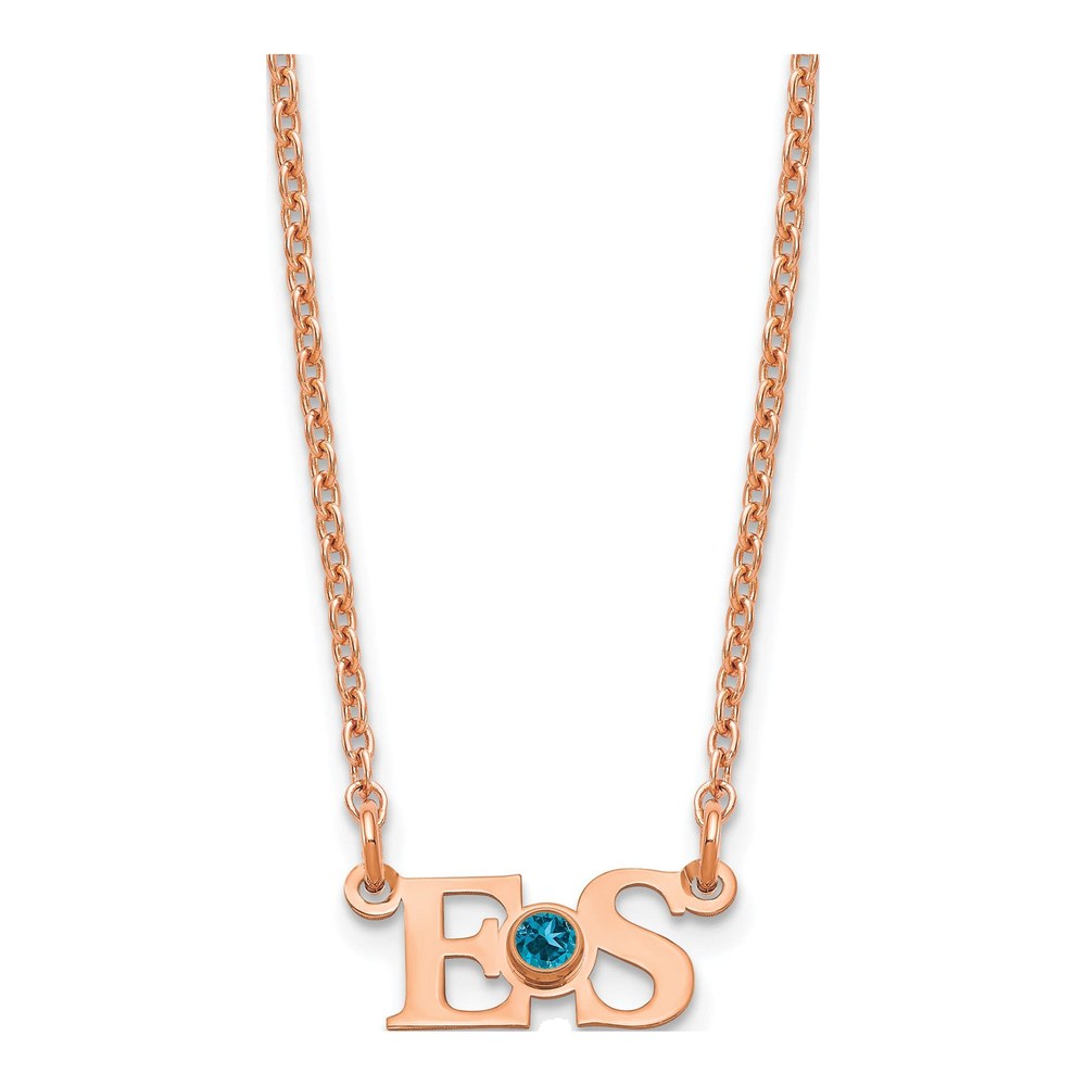 Rose Gold-Plated Sterling Silver Small Birthstone Initial Pendant