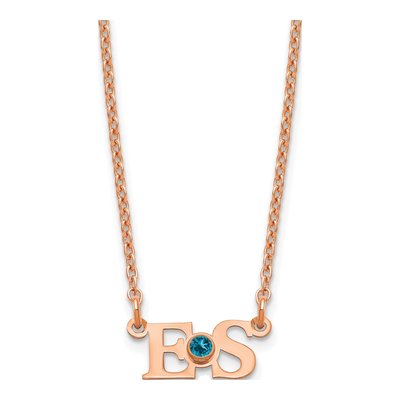Rose Gold-Plated Sterling Silver Small Birthstone Initial Pendant