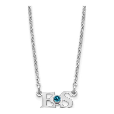 Sterling Silver Personalized 2-Initial Birthstone Necklace