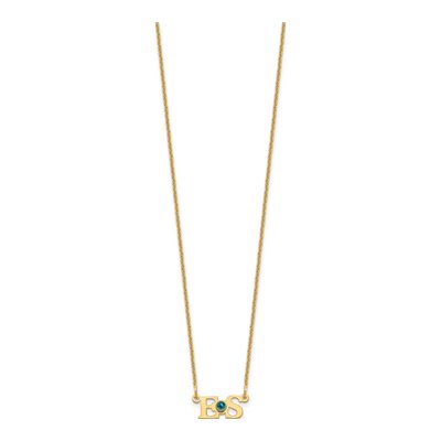 14K Yellow Gold Crystal 2-Initial Birthstone Necklace – view 2