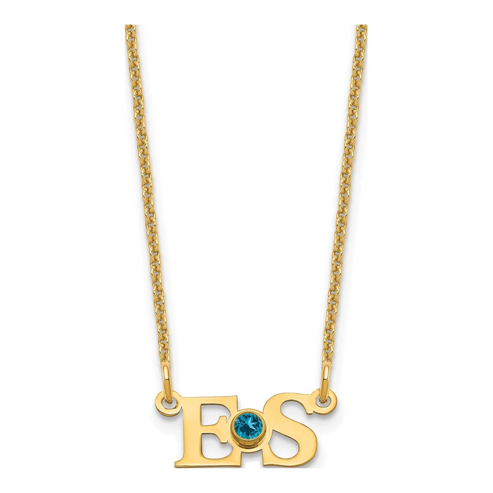 14K Yellow Gold Crystal 2-Initial Birthstone Necklace
