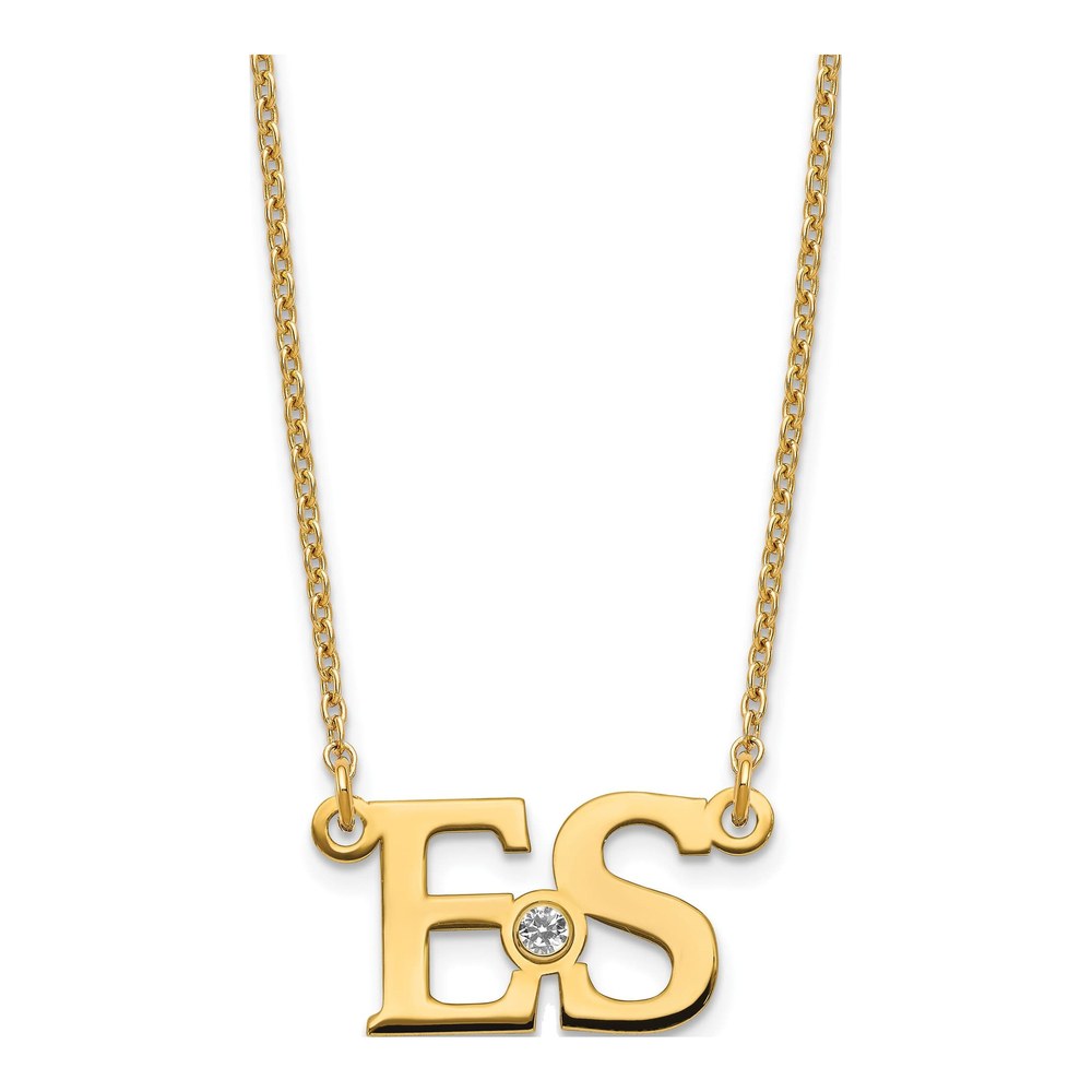 Gold-Plated Sterling Silver Personalized 2-Initial Birthstone Necklace