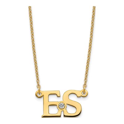 Gold-Plated Sterling Silver Personalized 2-Initial Birthstone Necklace