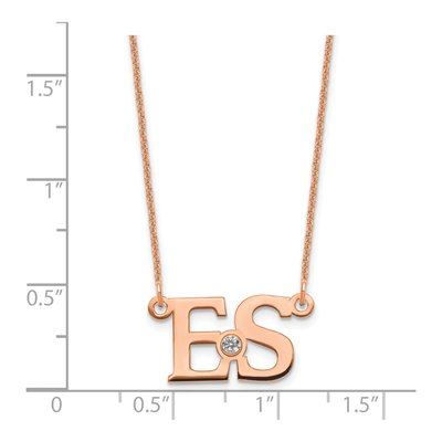 14K Rose Gold Crystal Personalized 2-Initial Birthstone Necklace – view 2