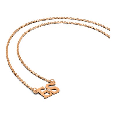 14K Rose Gold Crystal Personalized 2-Initial Birthstone Necklace – view 3