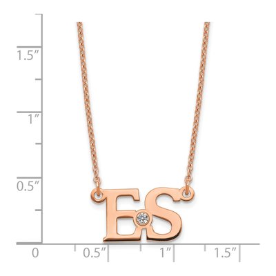 Rose Gold-Plated Sterling Silver Personalized 2-Initials Birthstone Necklace – view 2