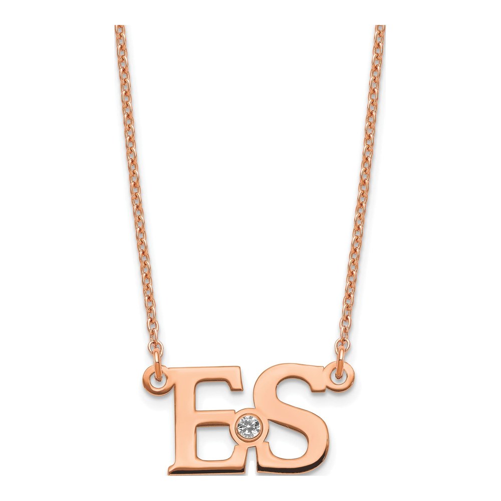 Rose Gold-Plated Sterling Silver Personalized 2-Initials Birthstone Necklace