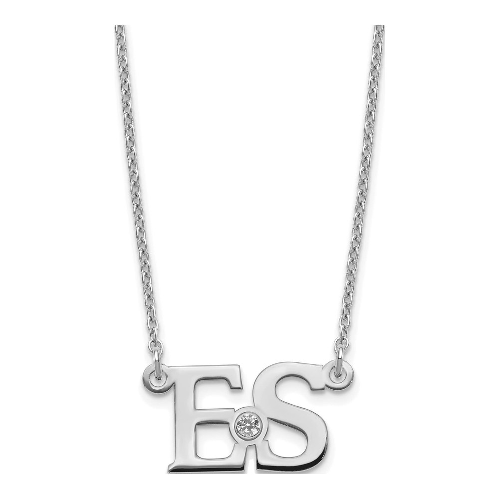 Sterling Silver Personalized 2-Initials Birthstone Necklace