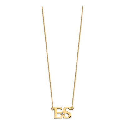 14K Yellow Gold Crystal Personalized 2-Initial Birthstone Necklace – view 2