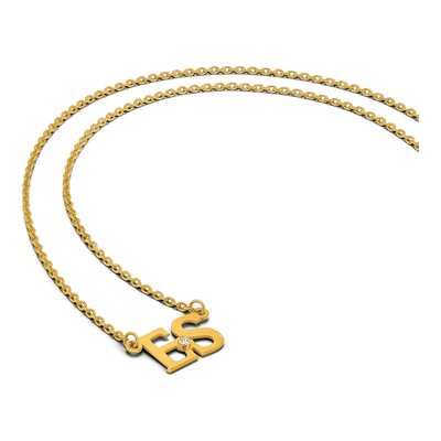 14K Yellow Gold Crystal Personalized 2-Initial Birthstone Necklace – view 4