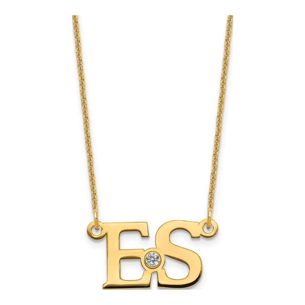 14K Yellow Gold Personalized 2-Initial Birthstone Necklace