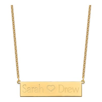 Gold-Plated Sterling Silver Personalized 2-Name Heart Bar Necklace – view 2