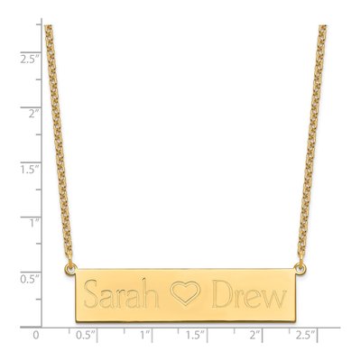Gold-Plated Sterling Silver Personalized 2-Name Heart Bar Necklace – view 3