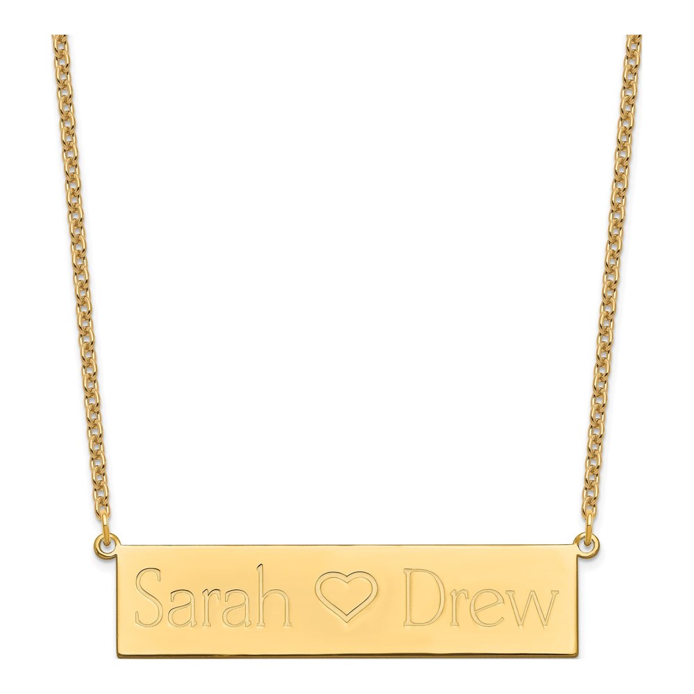 Personalized 2-Name Heart Bar Necklace, 18in