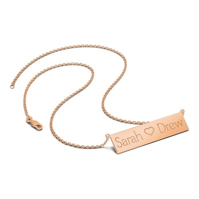 14K Rose Gold Personalized 2-Name Bar Necklace – view 3