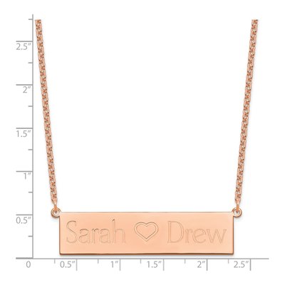 Personalized Rose-Tone 2 Names & Heart Bar Necklace – view 2