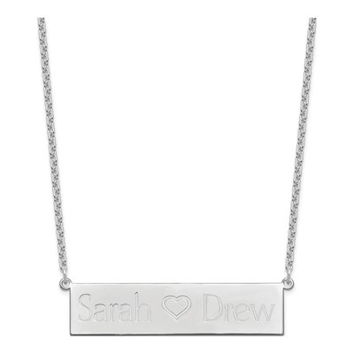 Sterling Silver Personalized 2-Name Heart Bar Necklace – view 2