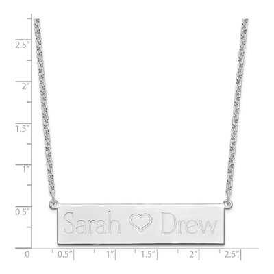 Sterling Silver Personalized 2-Name Heart Bar Necklace – view 3