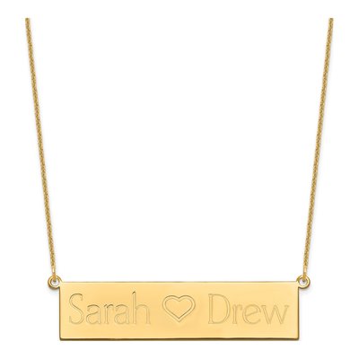 14K Yellow Gold Personalized 2-Name Bar Necklace