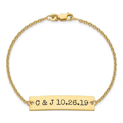 Gold-Plated Sterling Silver Personalized Initials Date Bar Bracelet – view 4