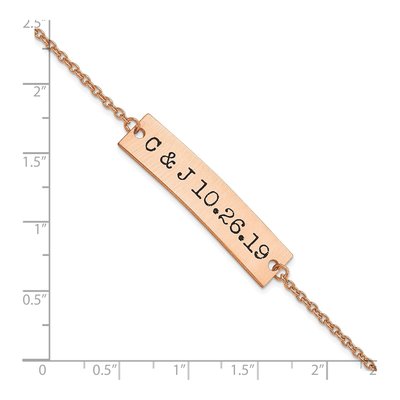 14K Rose Gold Personalized Initials Date Bar Bracelet – view 3