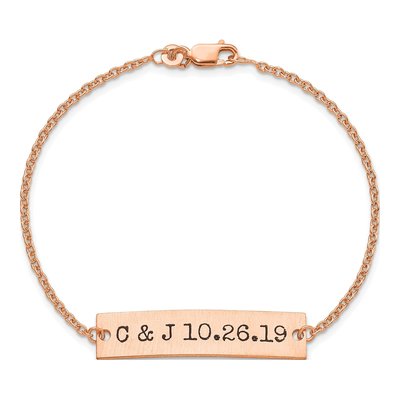 14K Rose Gold Personalized Initials Date Bar Bracelet – view 4