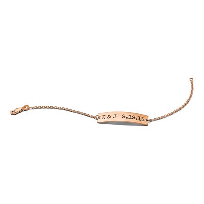 14K Rose Gold Personalized Initials Date Bar Bracelet – view 5