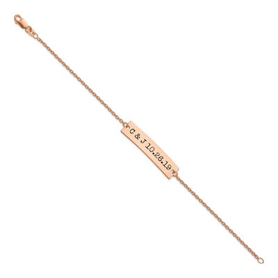 Rose Gold-Plated Sterling Silver Personalized Initials Date Bar Bracelet – view 2