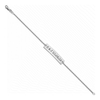 Sterling Silver Personalized Initial Date Bar Bracelet – view 2