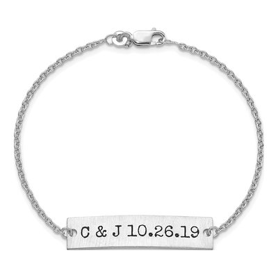 Sterling Silver Personalized Initial Date Bar Bracelet – view 4