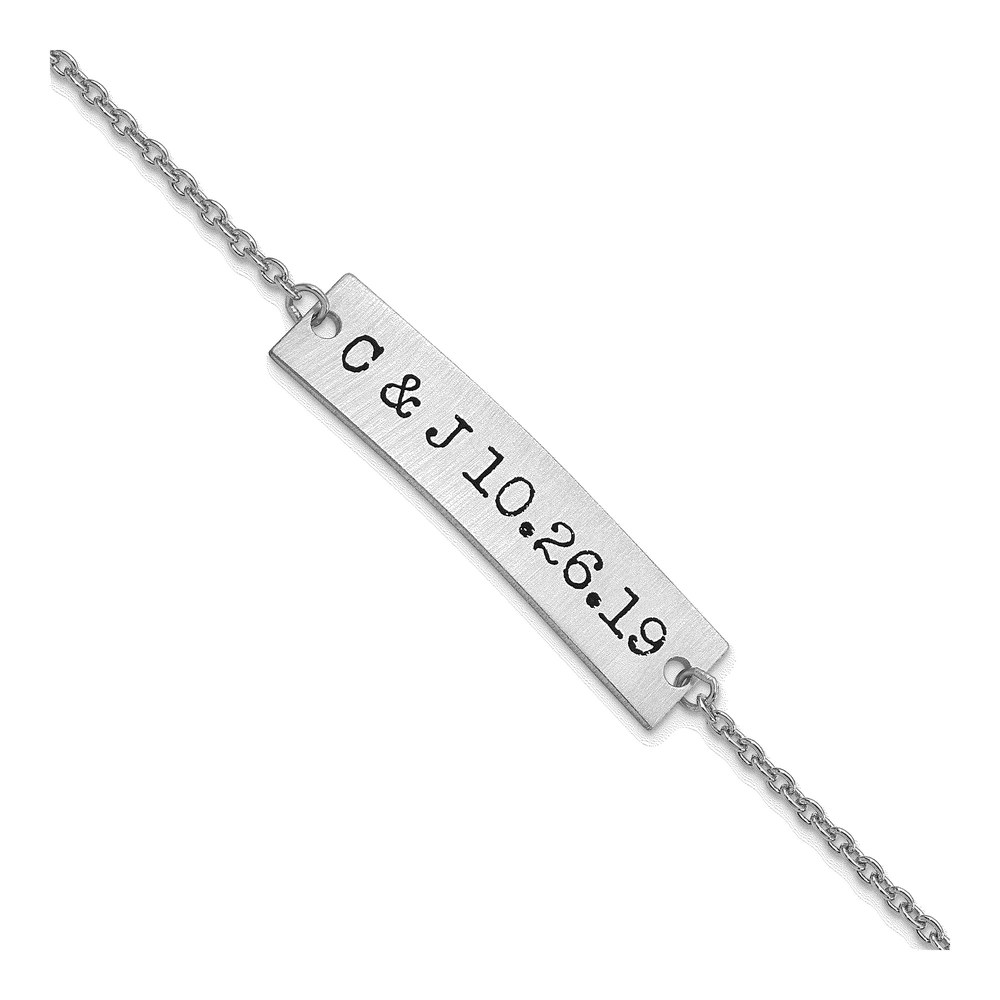 Sterling Silver Personalized Initial Date Bar Bracelet