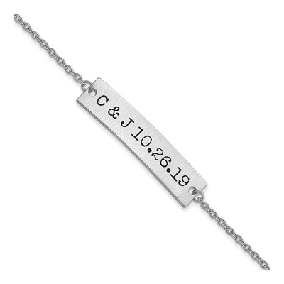 Sterling Silver Personalized Initial Date Bar Bracelet