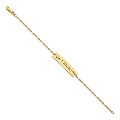 14K Yellow Gold Personalized Initials Date Bar Bracelet – view 2