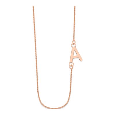 14K Rose Gold Offset Initial Necklace – view 2